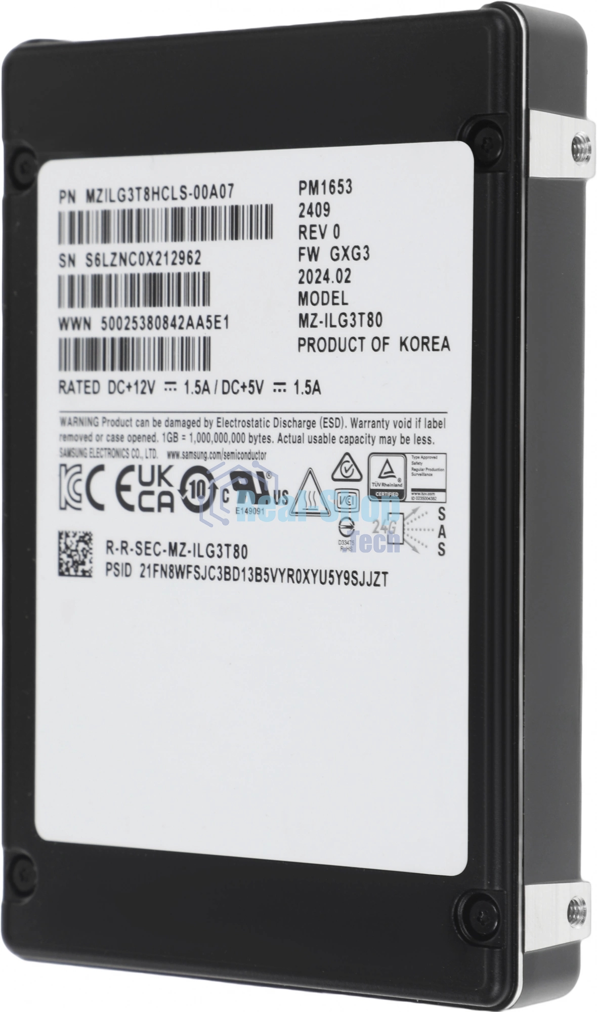 Накопитель SSD Samsung PM1653, 3.84Tb, SAS 4.0, 2.5