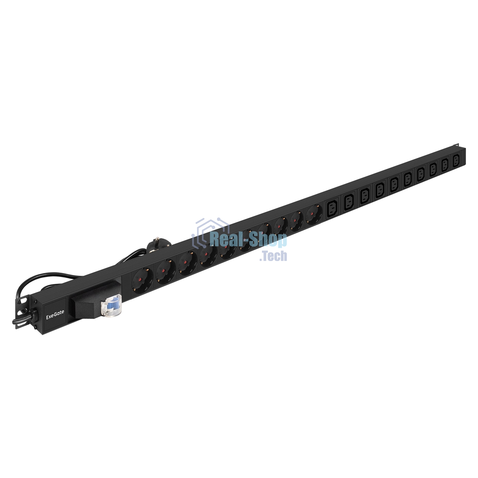 Вертикальный блок розеток с автоматом защиты ExeGate ServerPro PDU-V213 Al-10C1310S-EU2-1P (19