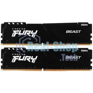Оперативная память Kingston Fury Beast, DDR4, 32GB (1x32GB), 3200MHz, CL16, DIMM, с радиатором, RGB, черный