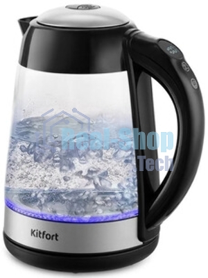 Чайник электрический Kitfort КТ-6126 1.7л. 2200Вт черный (корпус: стекло)