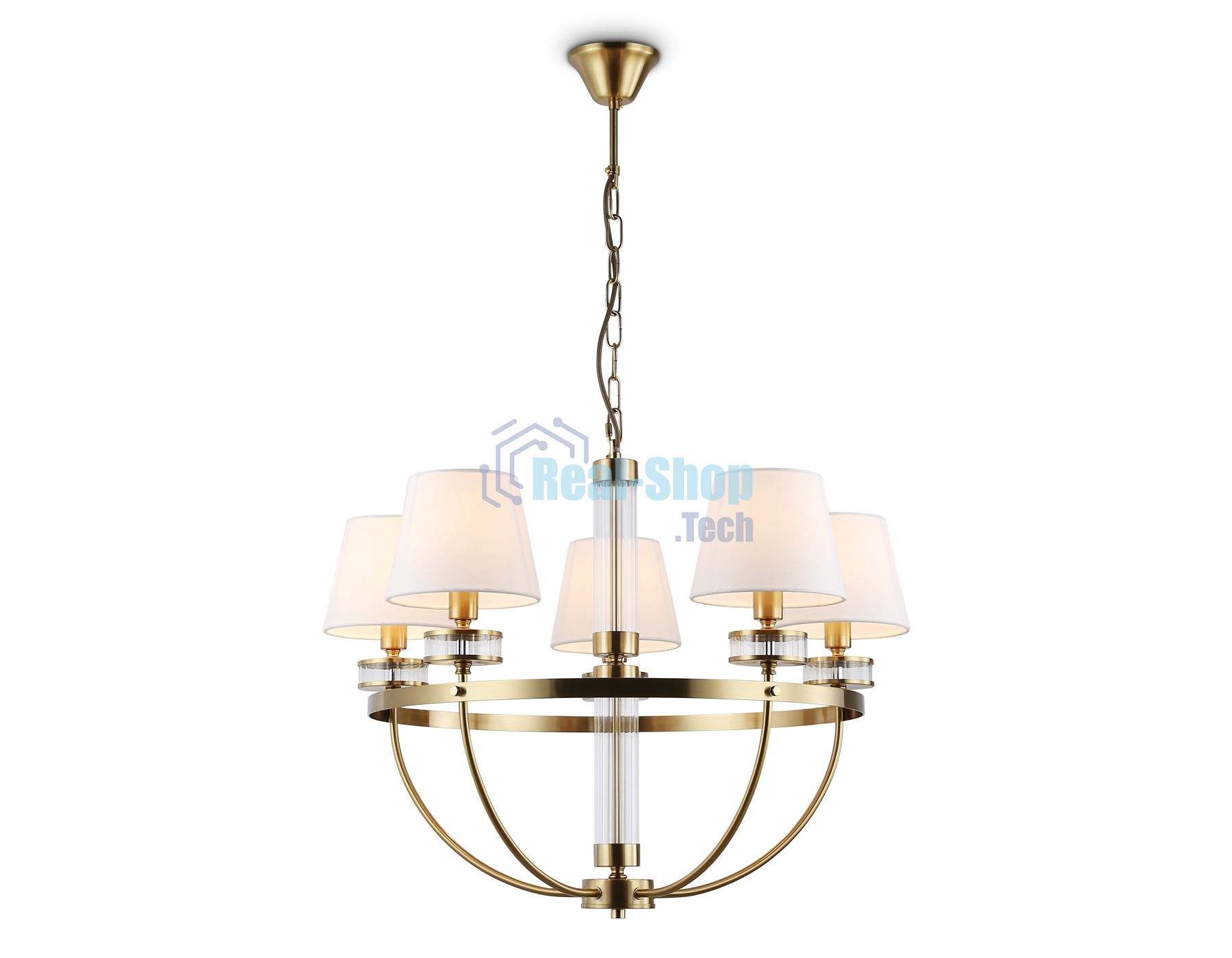 Люстра Ambrella light LH71251/5 BS/WH латунь/белый E14/5 max 40W D700*990