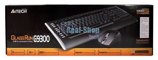 Комплект клавиатура + мышь A4TECH W 9300F USB черный, 2.4G наноприемник