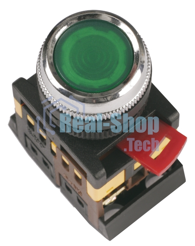 Кнопка ABLF-22 зеленый d22мм неон/240В 1з+1р IEK
