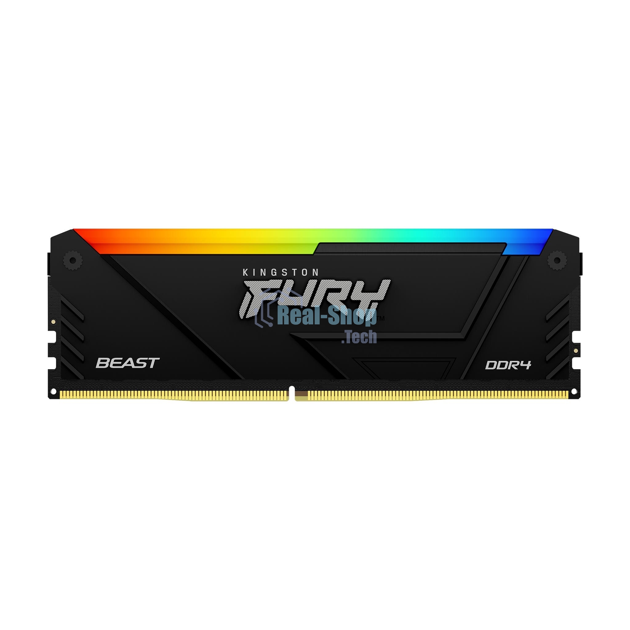 Оперативная память Kingston Fury Beast, DDR4, 32GB (2x16GB), 3200MHz, CL16, DIMM, с радиатором, RGB, черный