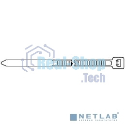 Стяжка Hyperline GT-250IBC нейлоновая неоткрывающаяся, безгалогенная (halogen free), 250x3.6 мм, черная, (100 шт)