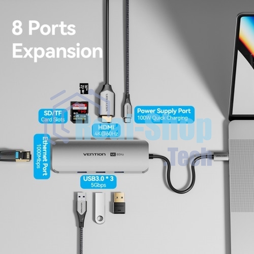 Мультифункциональный хаб Vention USB Type C 8 в 1