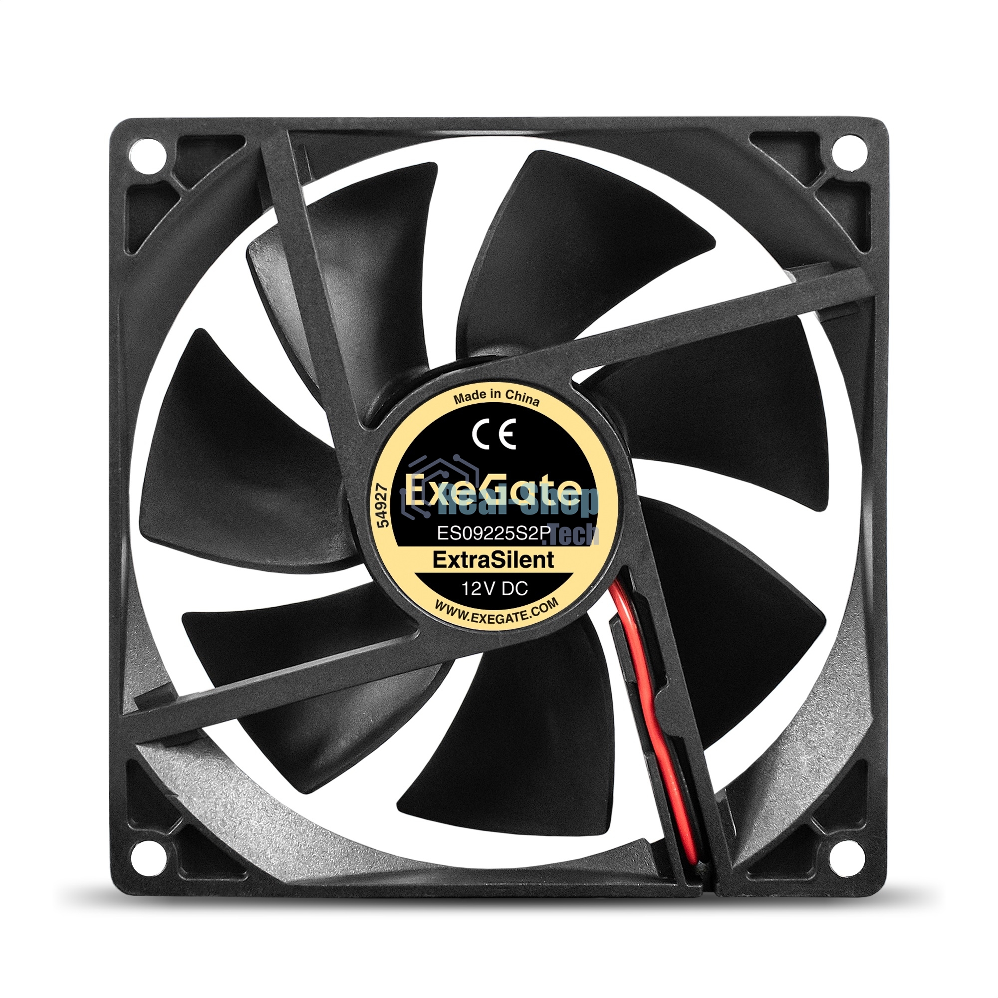 Вентилятор 12В DC ExeGate ExtraSilent ES09225S2P (92x92x25 мм, Sleeve bearing (подшипник скольжения), 2pin, 1800RPM, 21dBA)