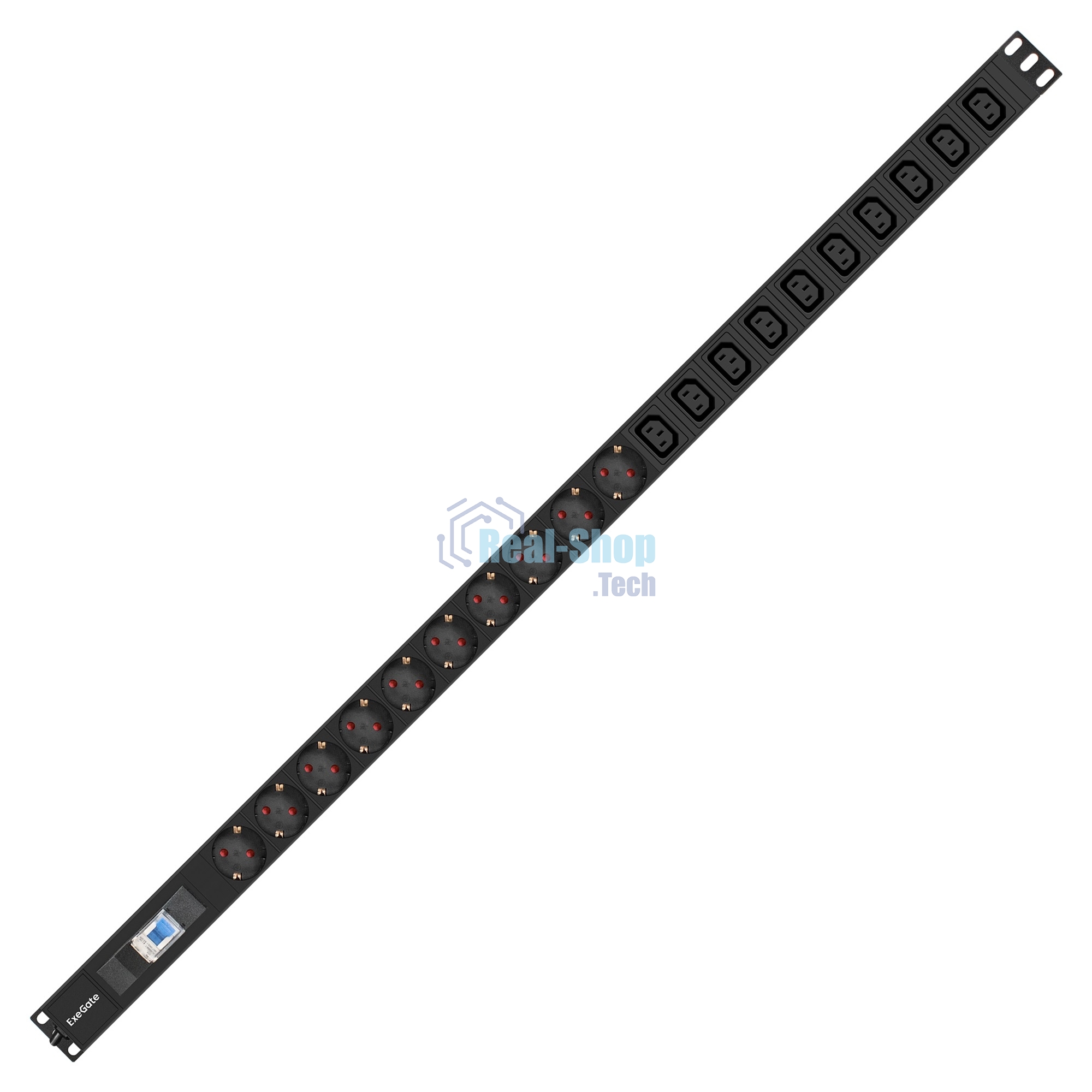 Вертикальный блок розеток с автоматом защиты ExeGate ServerPro PDU-V213 Al-10C1310S-EU2-1P (19