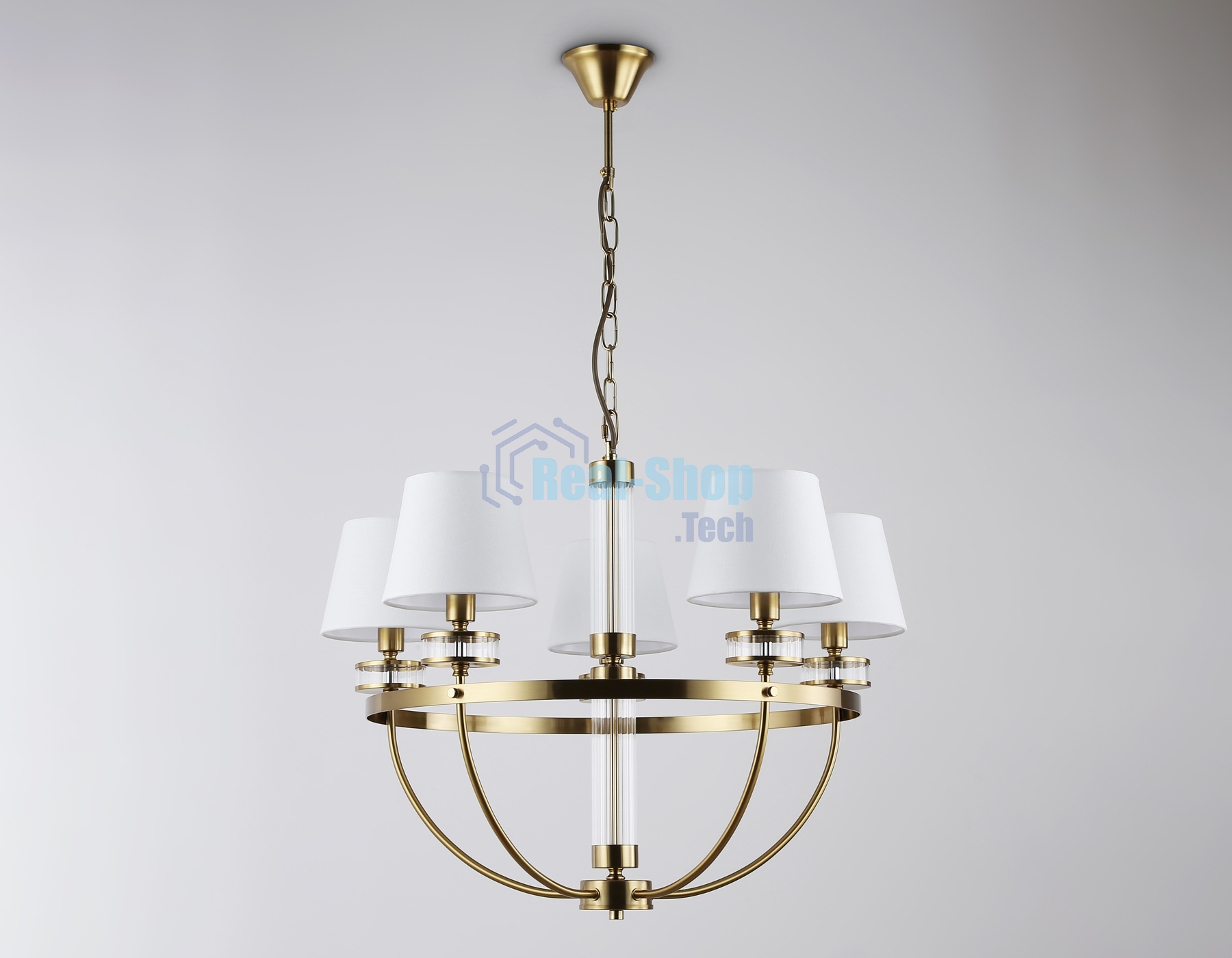 Люстра Ambrella light LH71251/5 BS/WH латунь/белый E14/5 max 40W D700*990