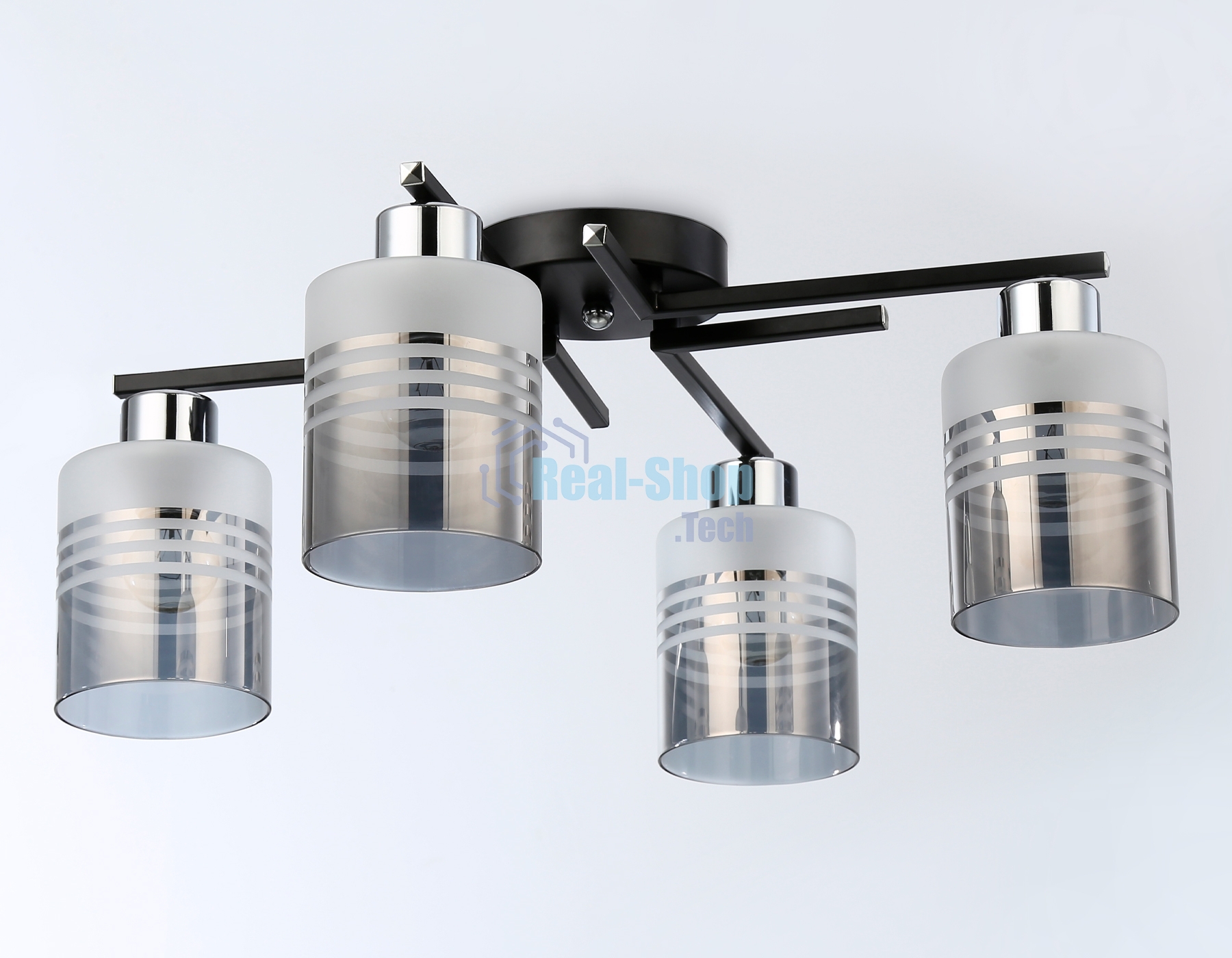 Светильник Ambrella light TR303212/4 BK/CH/SM/FR черный/хром/дымчатый/белый матовый E27*4 max 60W D515*200
