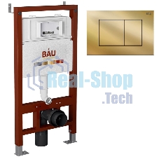 Инсталляция BAU PRO для подвесного унитаза, клавиша смыва BAU Stil, золото