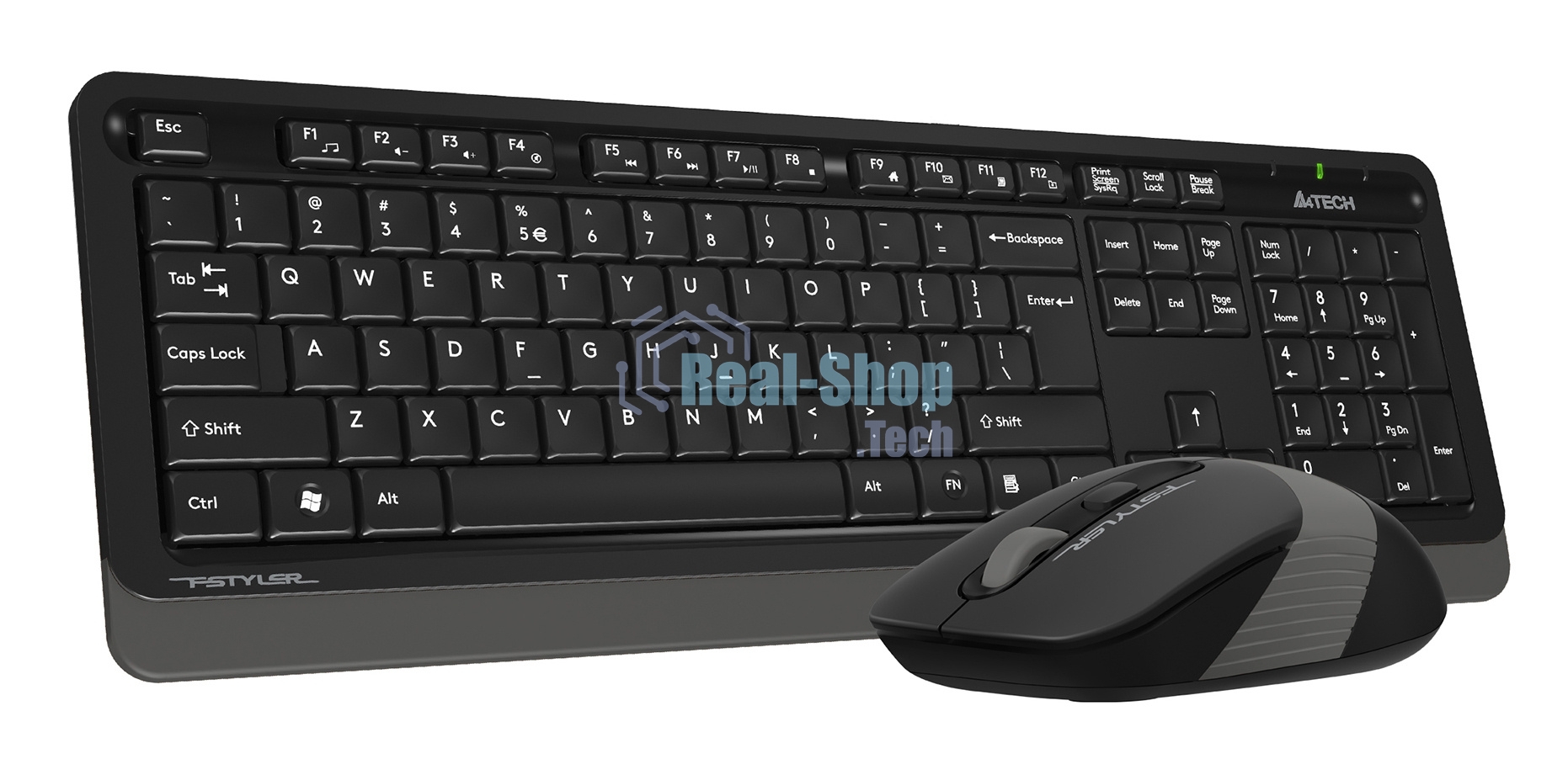 Комплект клавиатура+мышь A4Tech FStyler FG1010S беспроводной, USB, 2000 DPI, чёрный/серый