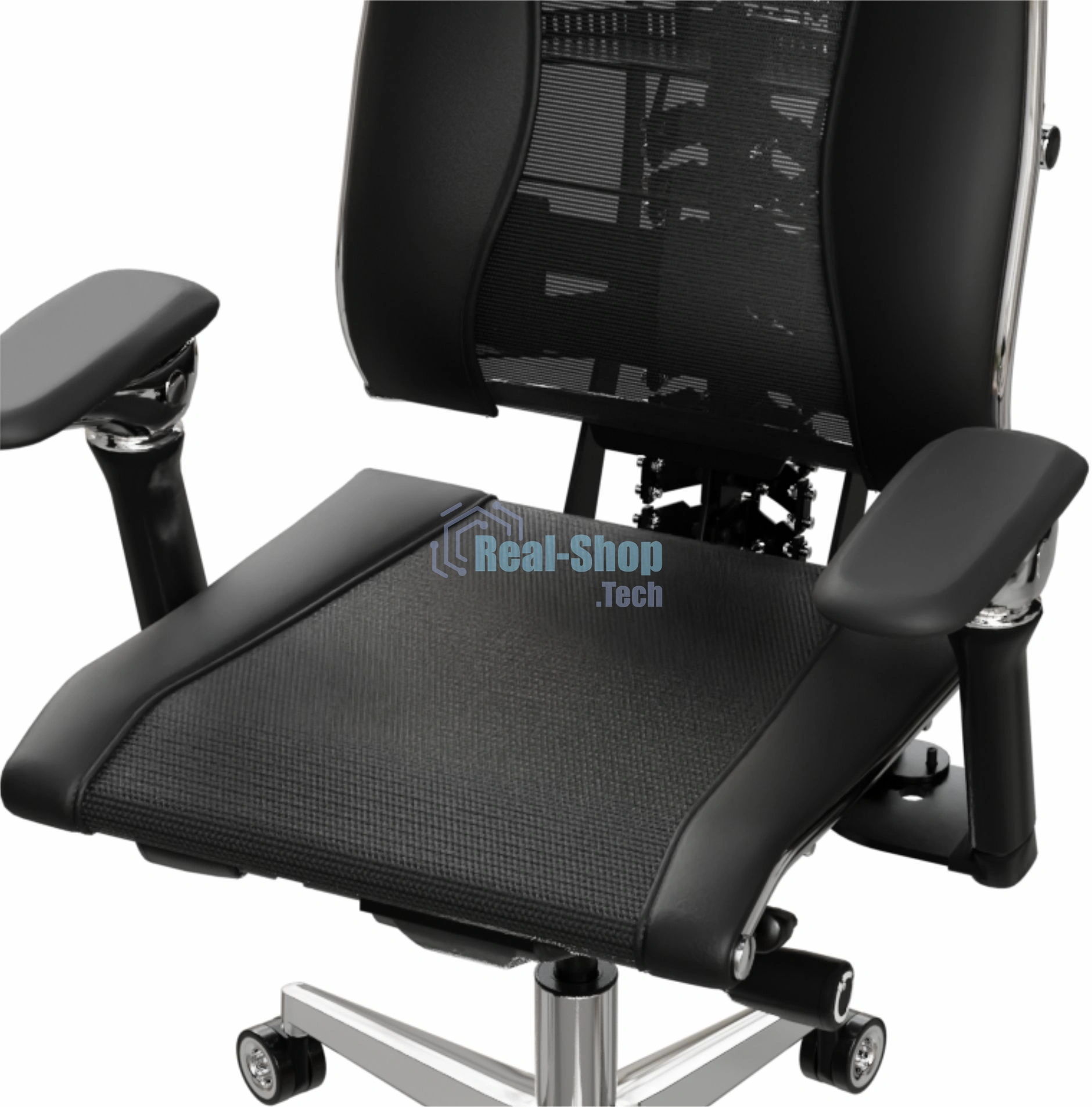 Кресло руководителя эргономичное Метта Yoga Spine Triumph B2 (Черный CC.50.15.13A) Infinity Easy Clean экокожа/сетка с подголов. крестов. алюминий хром