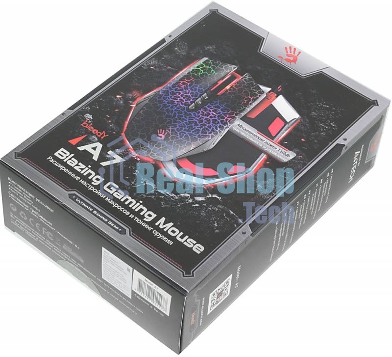 Мышь проводная A4Tech Bloody A7 черный, 4000 dpi, USB, кнопки - 8