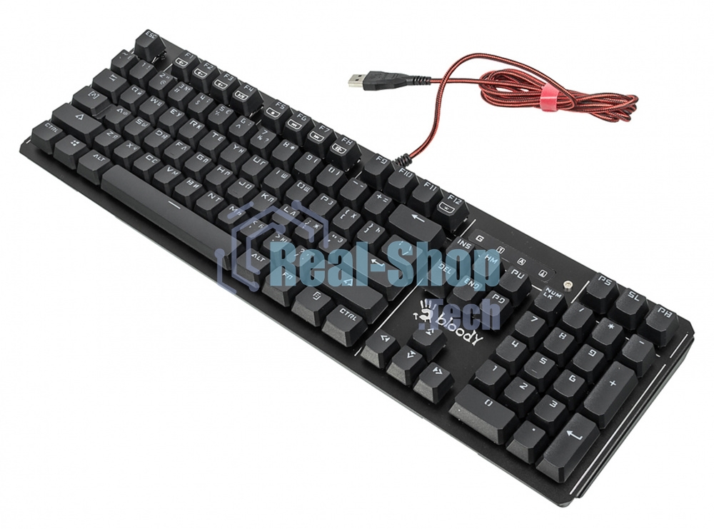 Клавиатура проводная A4 B975 механическая черный USB Gamer LED (подставка для запястий)