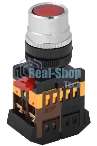 Кнопка ABLF-22 красный d22мм неон/240В 1з+1р IEK