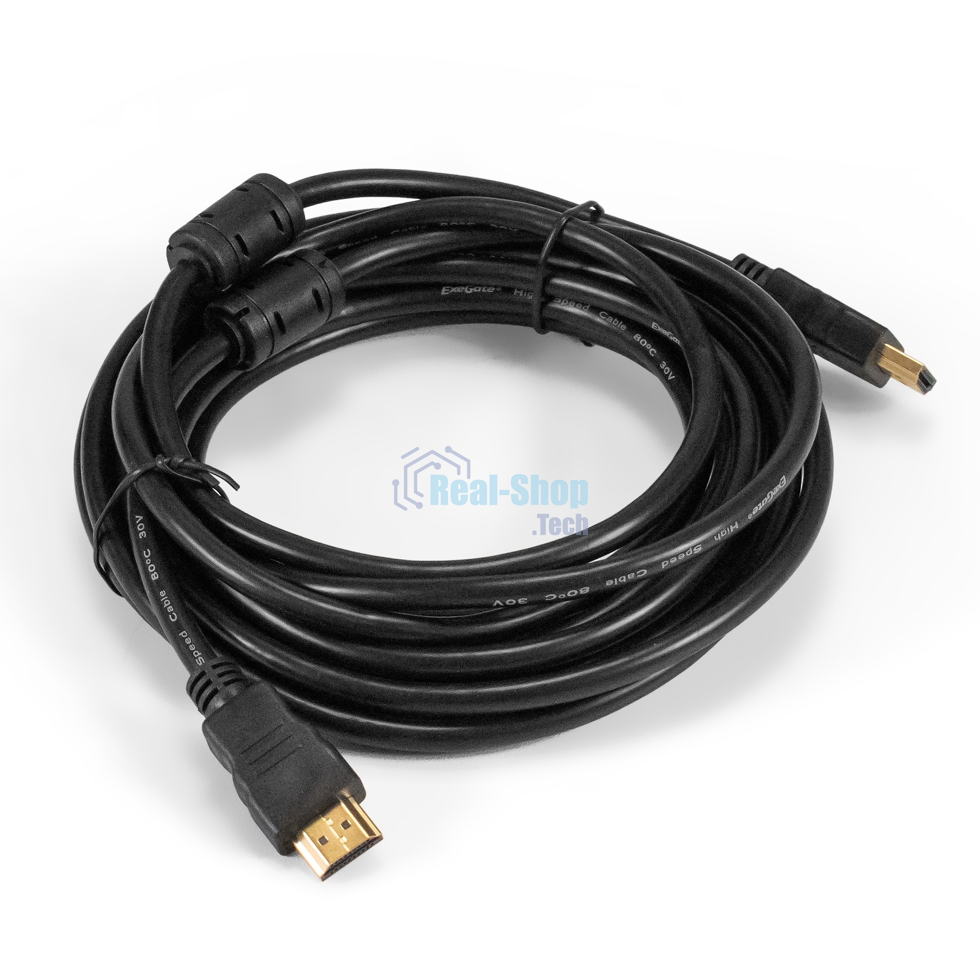 Кабель HDMI ExeGate EX-CC-HDMI-5.0F (19M/19M, 5м, v1.4b, ферритовые кольца, позолоченные контакты)