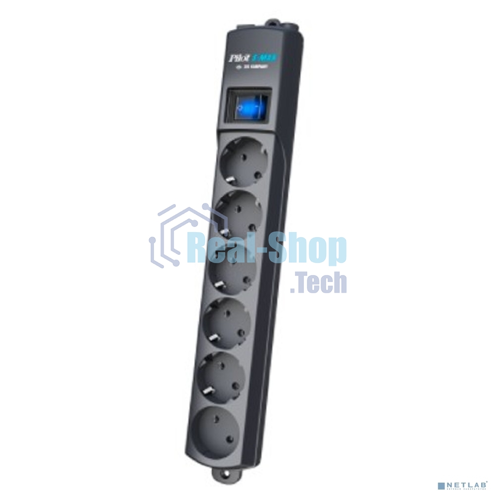 Сетевой фильтр Surge protector Pilot S Max (5 euros + 1GP), 15A/3.5kVA, automatic, 1.8 m, graphite