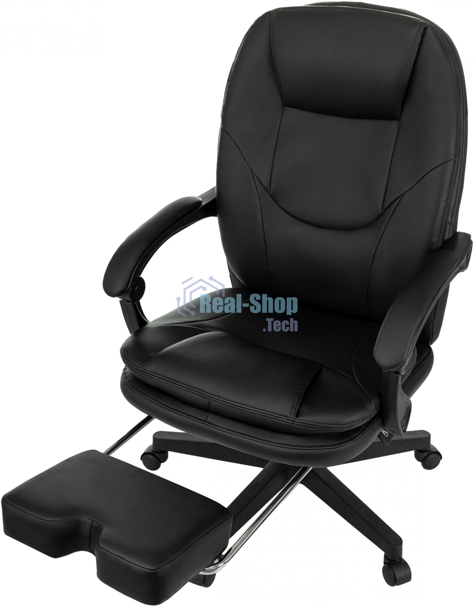 Кресло руководителя Бюрократ CH-868N-F черный, эко.кожа, крестов. пластик, подст. для ног