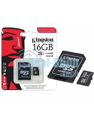 Флеш карта microSDHC 16Gb Class10 Kingston SDCIT2/16Gb Industrial Temperature Class UHS-I, адаптер в комплекте