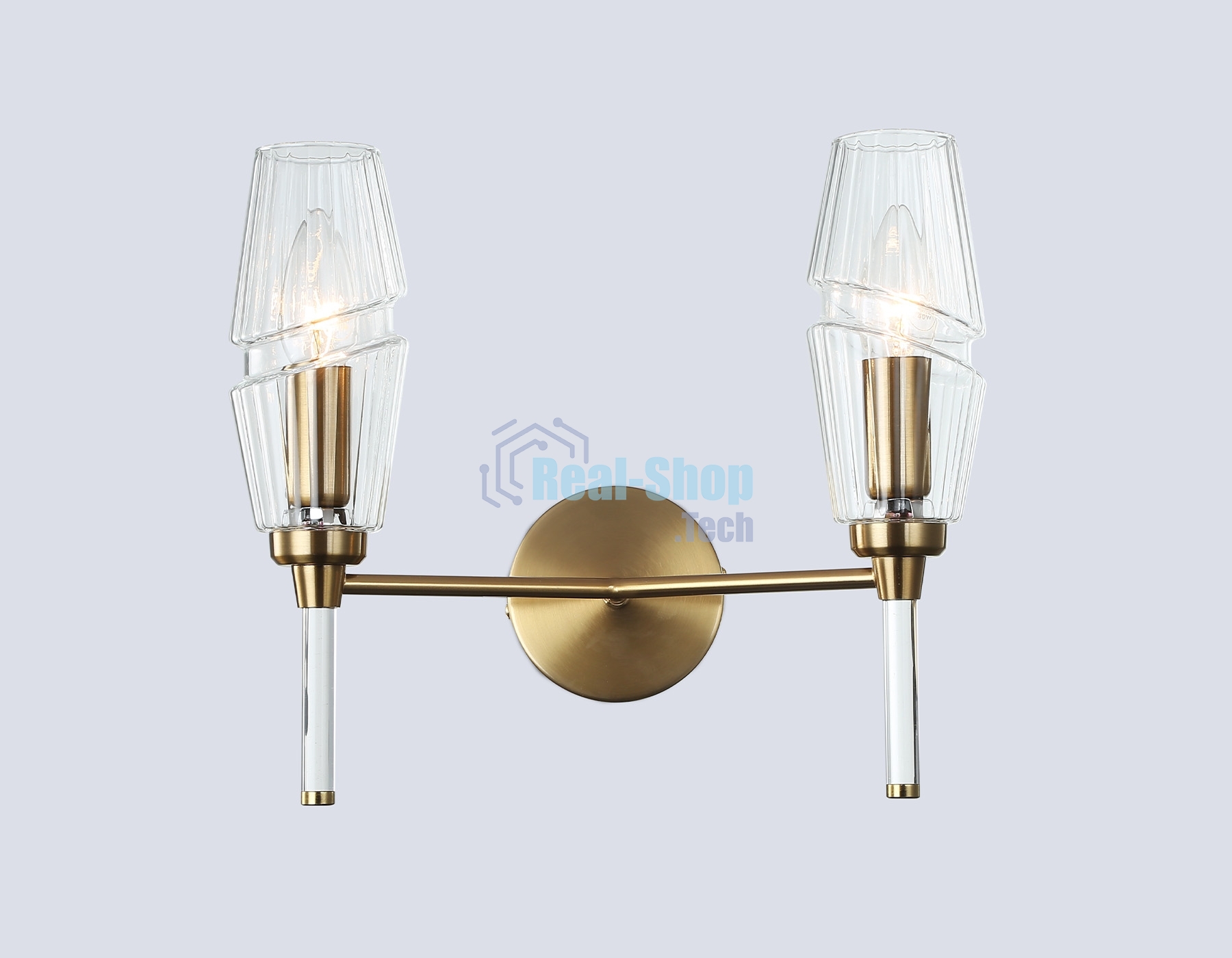 Настенный светильник Ambrella light LH55206/2 BS/CL латунь/прозрачный E14*2 max 40W 330*170*280