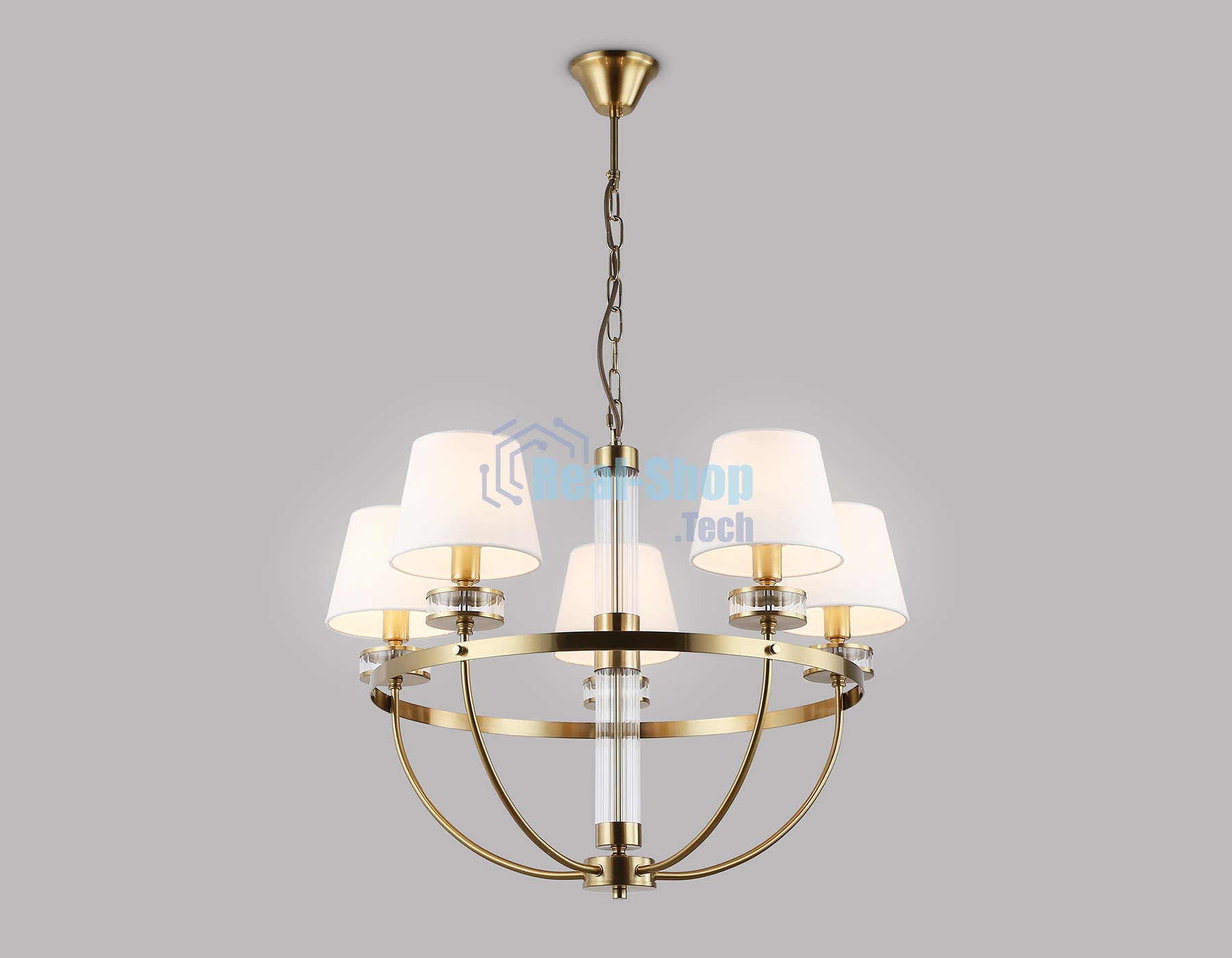 Люстра Ambrella light LH71251/5 BS/WH латунь/белый E14/5 max 40W D700*990