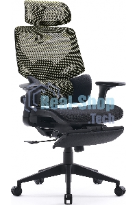 Кресло офисное Cactus CS-CHR-MC01-LGNBK салатовый, сиденье черный, сетка/ткань, с подголов. крестов. пластик, подст. для ног