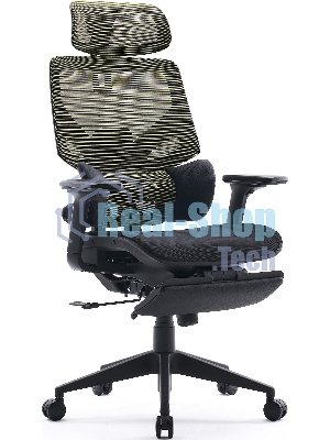 Кресло Cactus CS-CHR-MC01-LGNBK салатовый, сетка, подголовник, подставка для ног