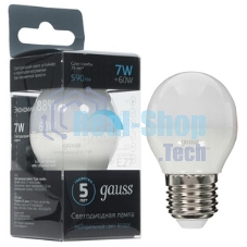 Лампа светодиодная Шар Gauss 7W 550lm 6500K Е27 шаг. диммирование LED