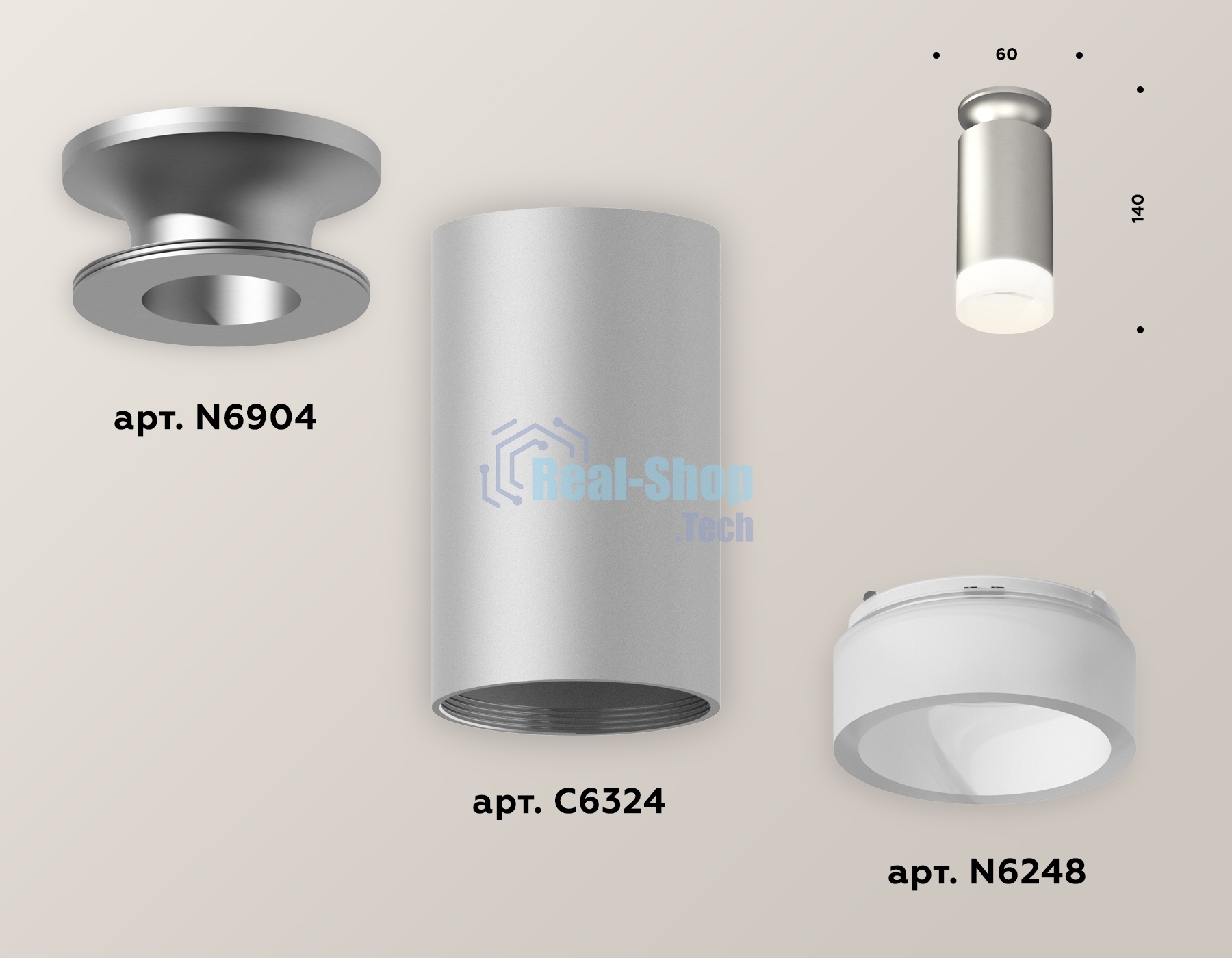 Светильник Ambrella Light XS6324081 SSL/MCH/FR серебро песок/хром матовый/белый матовый MR16 GU5.3 (N6904, C6324, N6248)