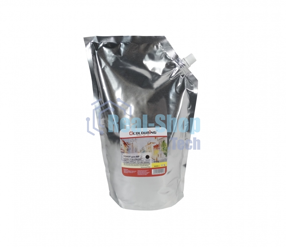 Тонер Colouring CG-CE285/278/CB435/436/CF280/C-EXV40/CC364/CE390/Q1338/Q5942 для HP 1102/1505/1506/1120/1566/P1005/P1505/4200/5200/P4010/4015/4510/4515/M4555/Pro 400 MFP M425dn 1000гр Universal Plus Фасовка РФ SOFT