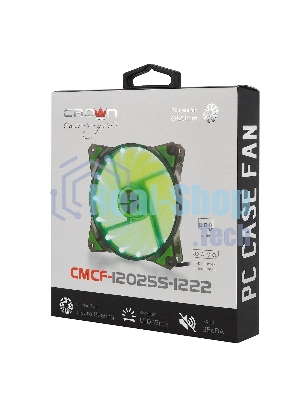 Вентилятор для корпуса Crown CMCF-12025S-1222 черный/зеленый, 120 мм, 1650 об/мин, 28 дБ, 3 pin