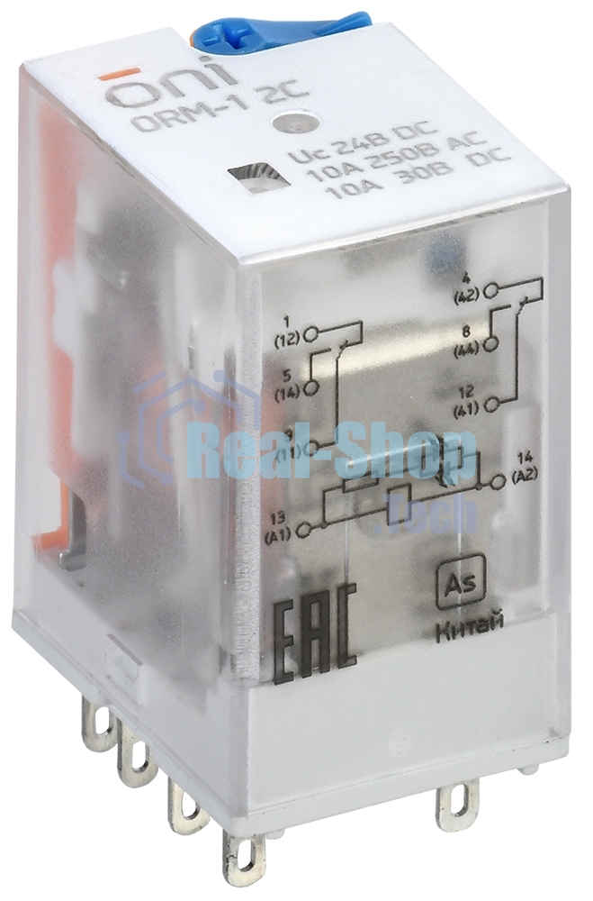 Реле интерфейсное ORM-1 2C 24В DC с LED и тест. кнопкой ONI ORM-1-2C-DC24V-L-B