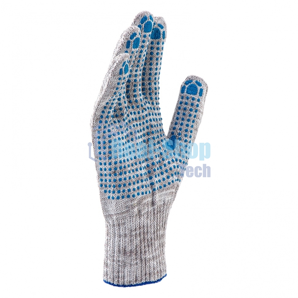 Перчатки трикотажные, с ПВХ точкой, серый меланж, 10 класс Россия