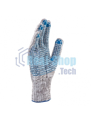 Перчатки трикотажные, с ПВХ точкой, серый меланж, 10 класс Россия