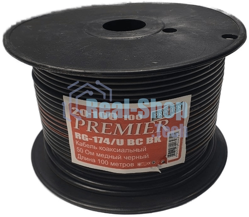 Кабель Premier RG-174/U BC BK 100м. черный (20-100 100)