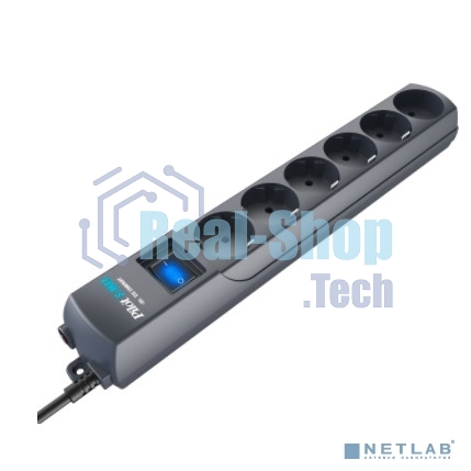 Сетевой фильтр Surge protector Pilot S Max (5 euros + 1GP), 15A/3.5kVA, automatic, 1.8 m, graphite