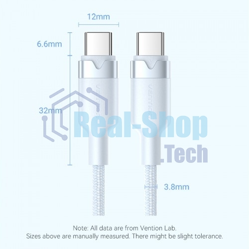 Кабель Vention USB 2.0 CM/CM - 1м. черный 3А PD60W