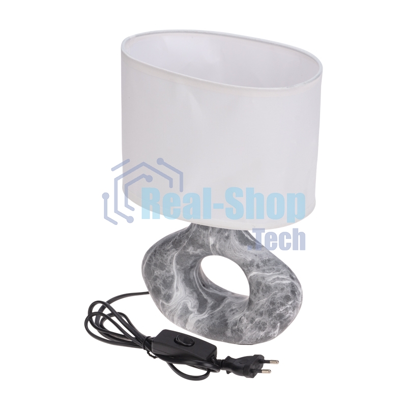 Светильник декоративный настольный Форте, основание кольцо под черный мрамор, белый абажур, цоколь Е27, 60Вт