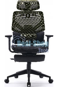 Кресло офисное Cactus CS-CHR-MC01-LGNBK салатовый, сиденье черный, сетка/ткань, с подголов. крестов. пластик, подст. для ног