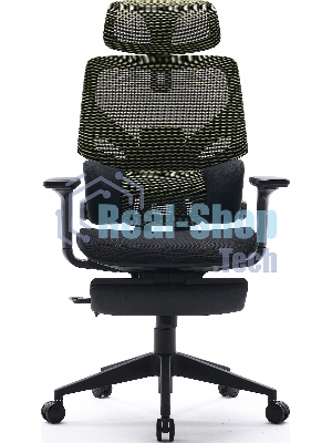 Кресло Cactus CS-CHR-MC01-LGNBK салатовый, сетка, подголовник, подставка для ног