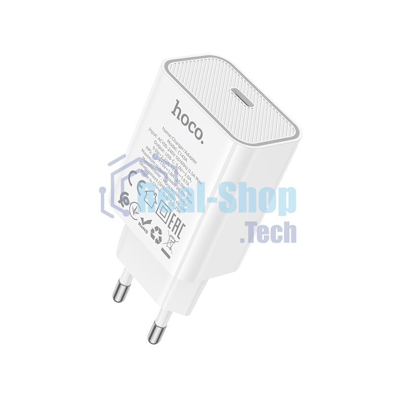 Зарядное устройство Hoco 20Вт, QC3.0/PD, Type-C, C143A, белый, блистер