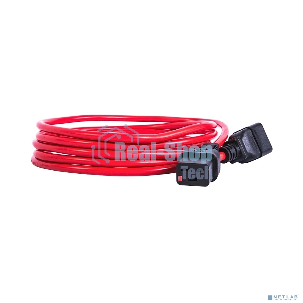 Шнур питания с фиксатором REM IEC 60320 C19/IEC 60320 C20, 16 А/250 В (3 * 1,5), 1,8 м, красный R-16-Cord-C19-C20-1.8-Red