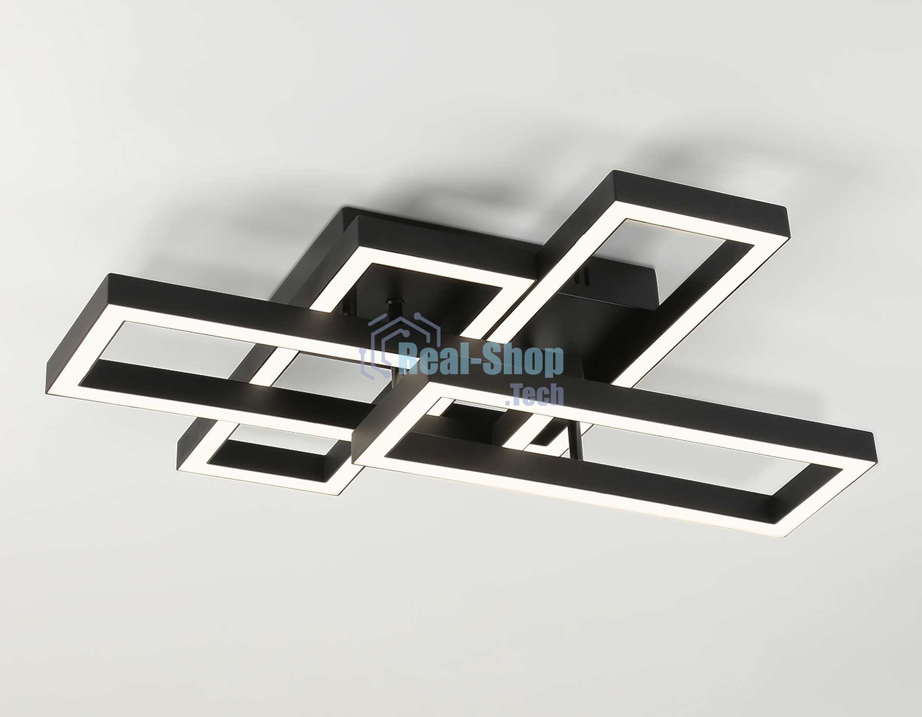 Потолочный светодиодный светильник Ambrella light FA1002/2+2 BK черный 65W 3000K-6400K 550*453*130 (ПДУ ИК)