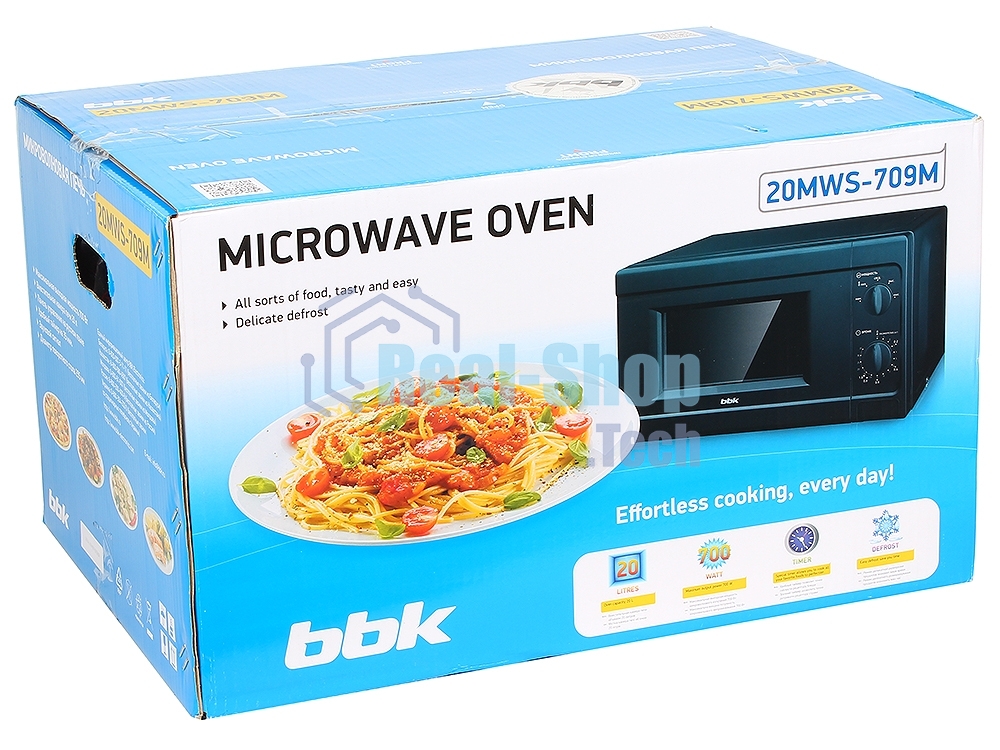 Микроволновая печь BBK 20MWS-709M/B черный, 20 л, 700 Вт, поворотный механизм