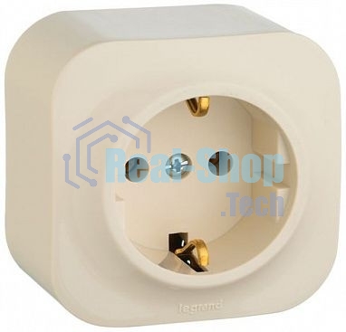 Розетка с заземлением с защитными шторками Legrand 782250 (Слоновая кость)
