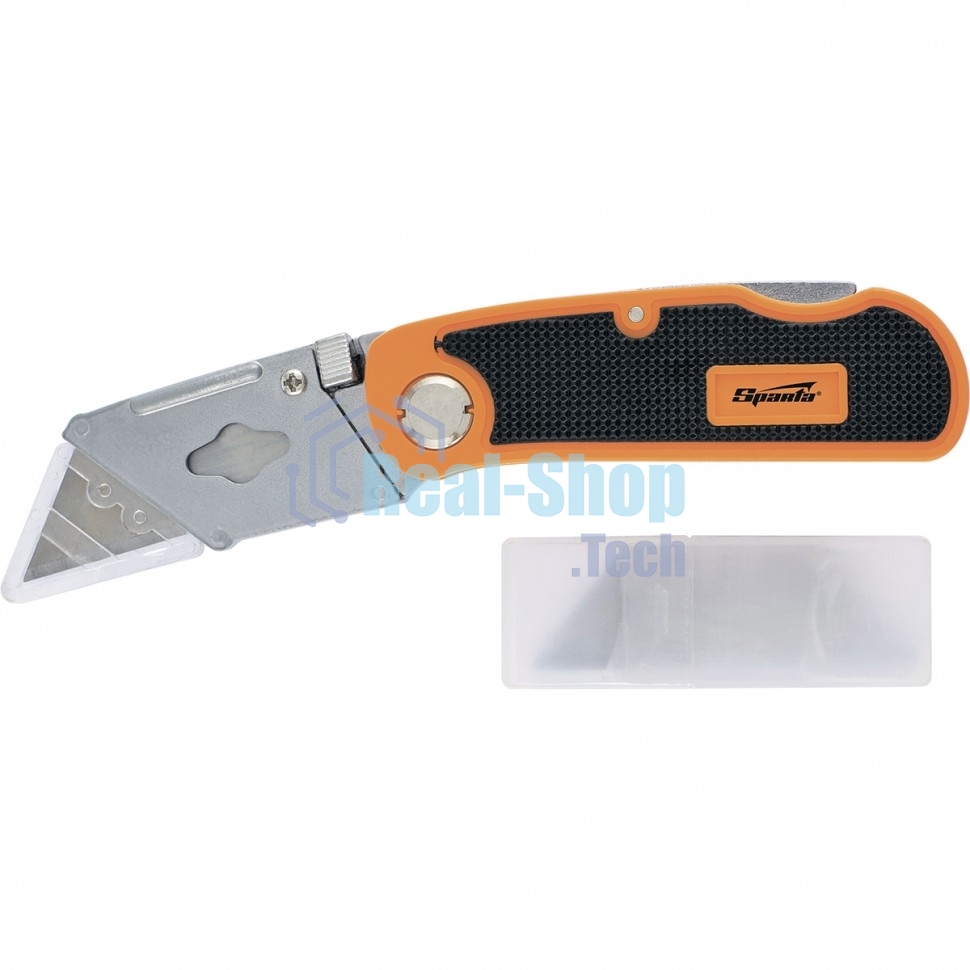 Нож складной Sparta пластиковая двухкомп рукоятка, сменное трапециевидное лезвие, 5 лезв.