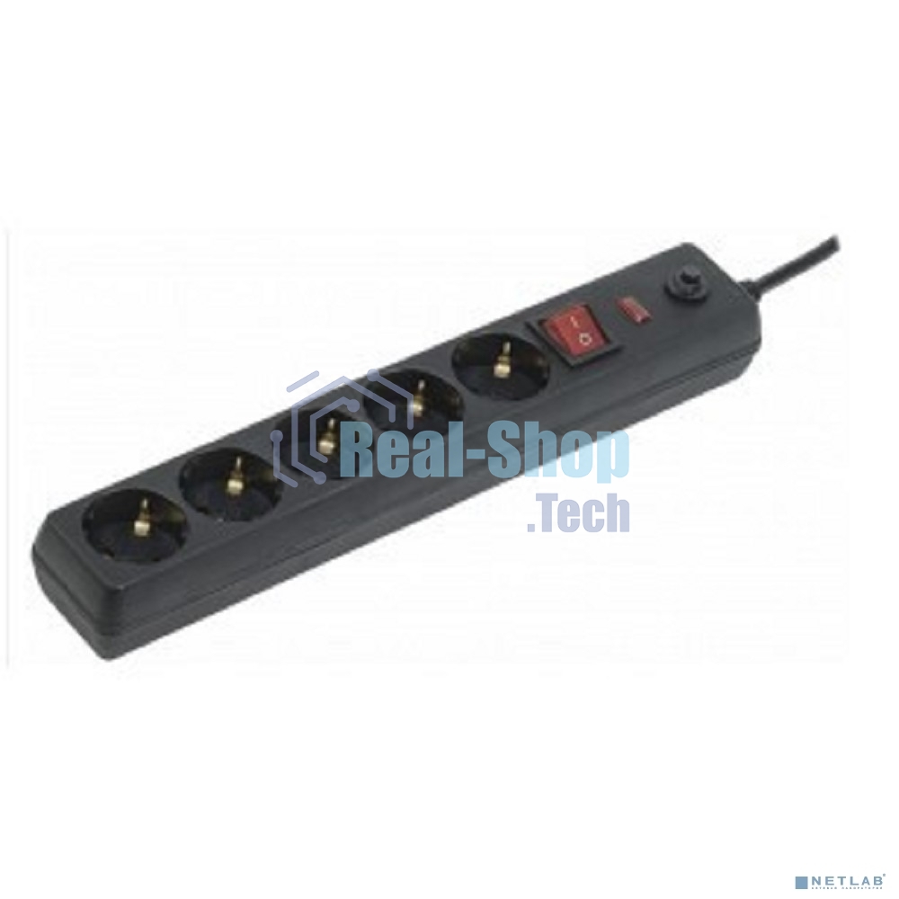 Сетевой фильтр IEK WFP10-16-05-05-ZK-K02 СФ-05К-выкл. 16А 5 мест 5 м 3х1мм2 черный