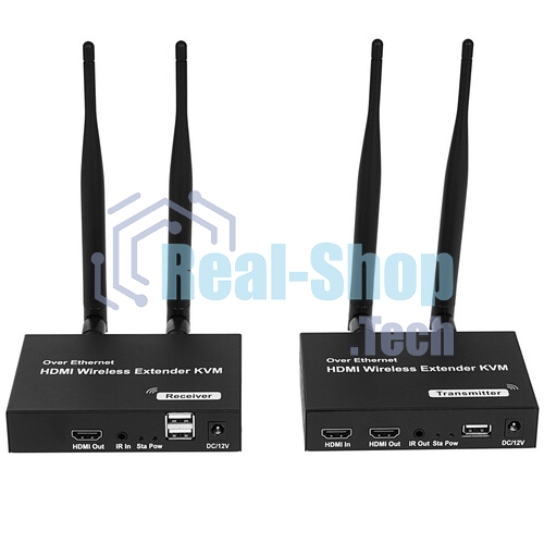 Удлинитель ORIENT VE054, WiFi HDMI KVM Extender (Tx+Rx), HDMI+USB беспроводной удлинитель до 200 м, HDMI 1.3, 1080p@60Hz, HDCP1.2, передача ИК сигнала управления, питание от внешних БП, метал. корпус (31372)