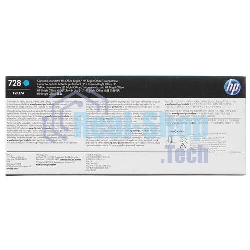 Картридж струйный HP F9K17A (HP 728) для DesignJet T730, T830. Голубой. 300 мл.